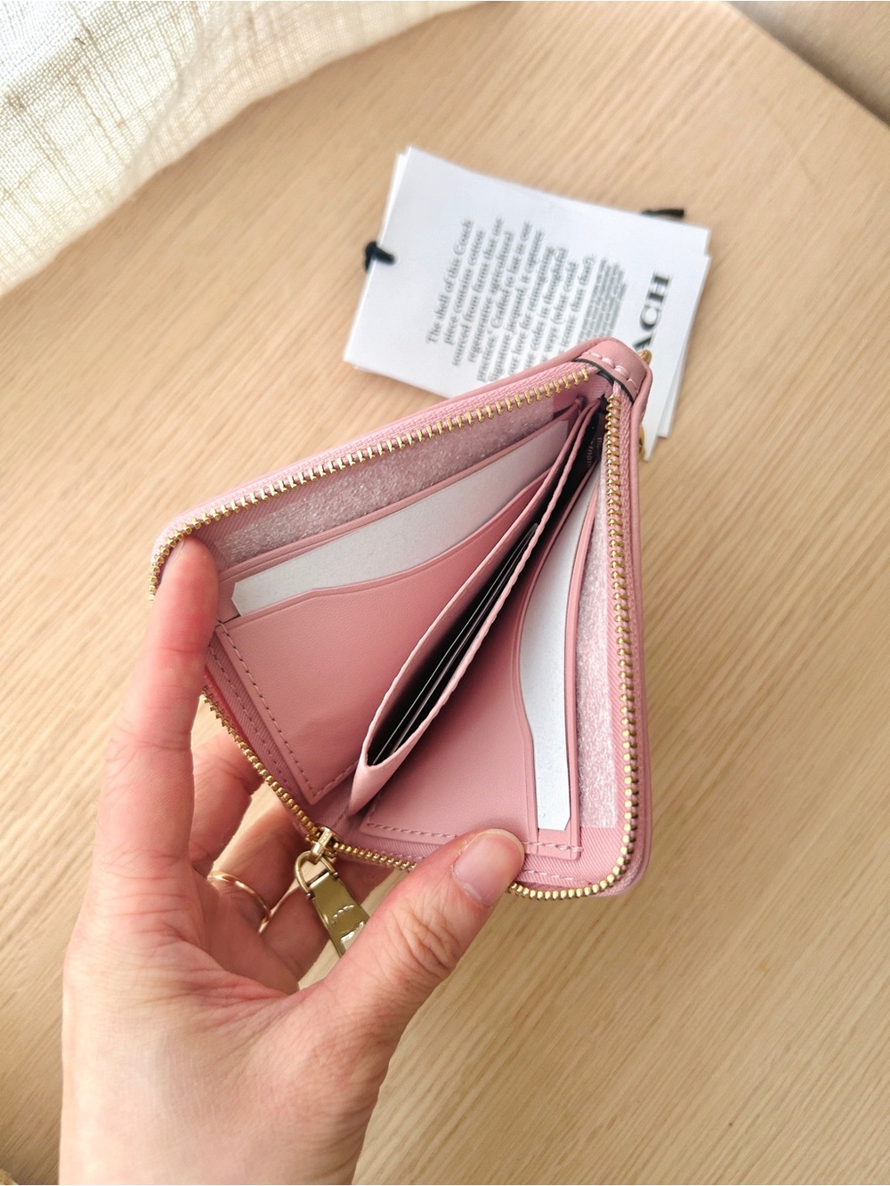 NWT🌟Coach Small Corner Zip Wallet Signature Denim With Charms CEU98 Light Pink - Picture 3 of 6